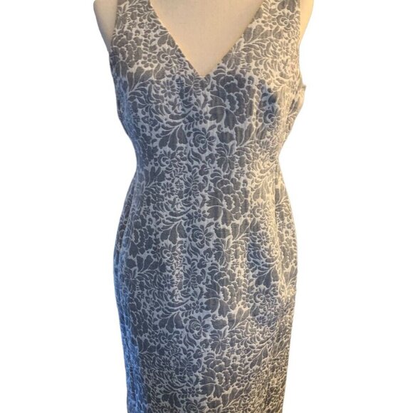 Vintage Evan Picone Textured Floral Brocade Fully Lined Cocktail Dress Petite 10 - Picture 1 of 12